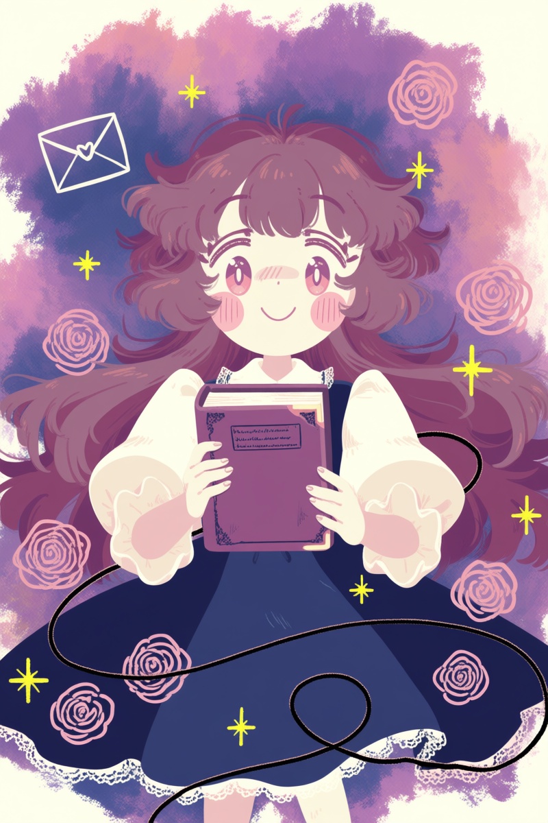 @jsslnst,  A digital illustration depicts a young girl with long brown hair and large,  expressive eyes on Tensor.Art