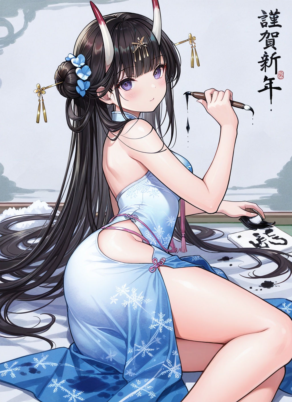 <lora:noshiro_IL_v1.0:1>,noshiro \(fragrance of the eastern snow\) \(azur lane\),china dress,((wash painting)),((ink stain)),calligraphy brush,, masterpiece,best quality,