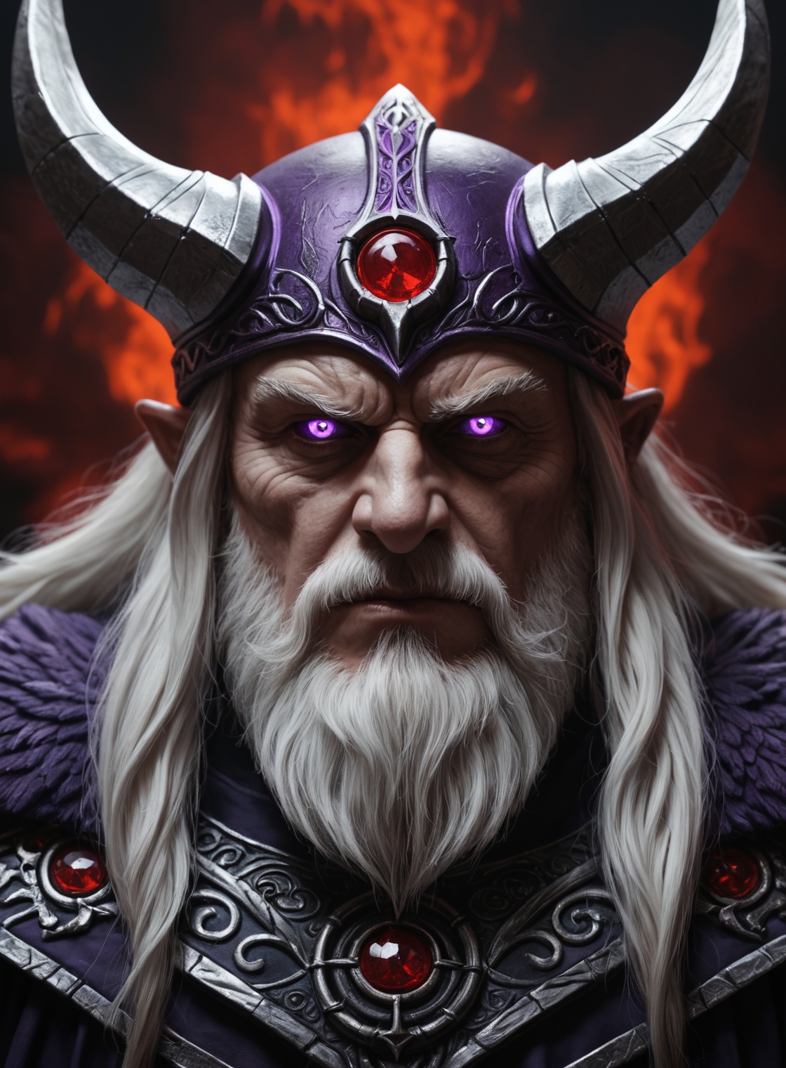 (closeup odin in front of the bifröst),  dark themed background. very dark and scary horror vibes. hyper intricate details...