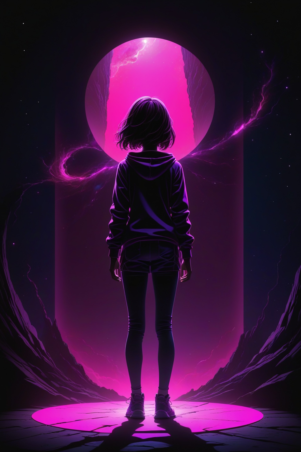 1girl,  dark background,  blacklight on Tensor.Art