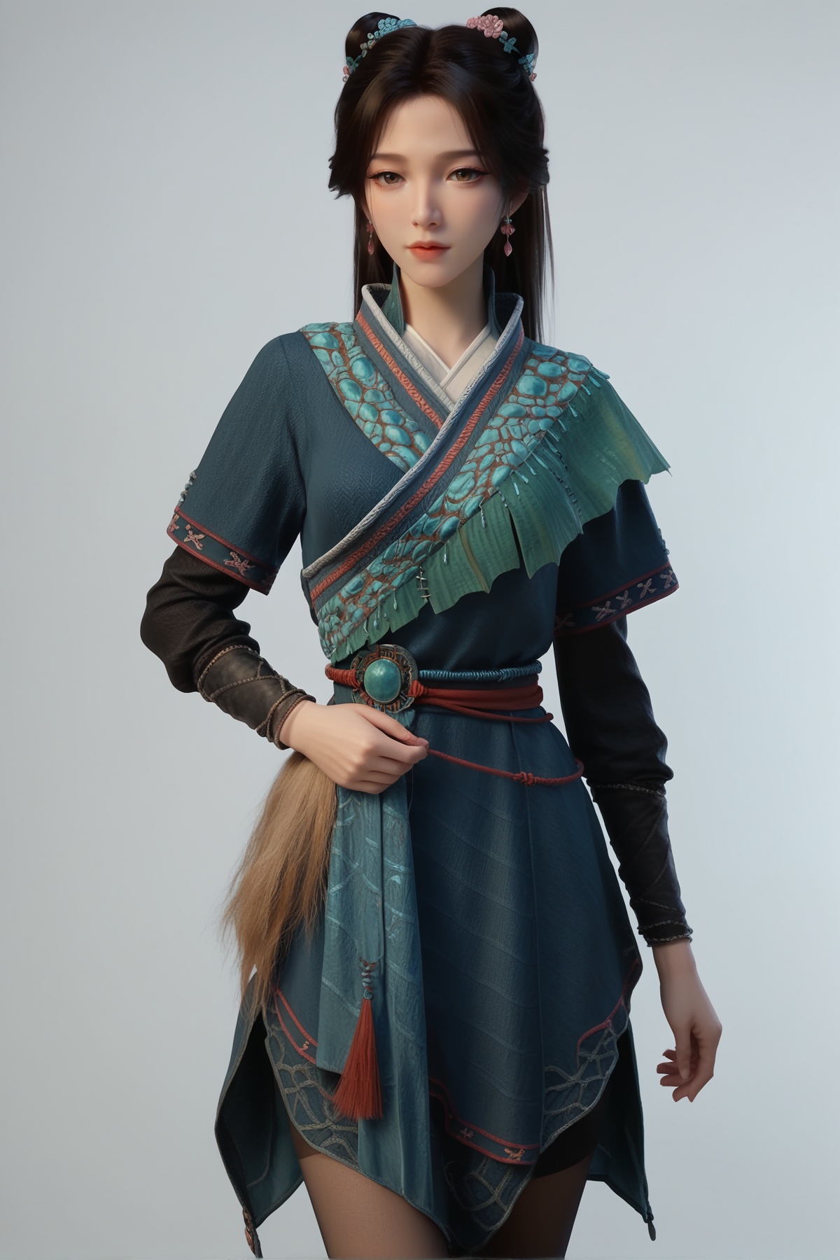 score_9,score_8_up,score_7_up,<lora:wy_meining_smw_XL7.0:0.8>,1girl,long hair,breast,medium breast,earrings,hair_ornament,dress,black hair,brown eyes,simple background,white_background,chinese_clothes,