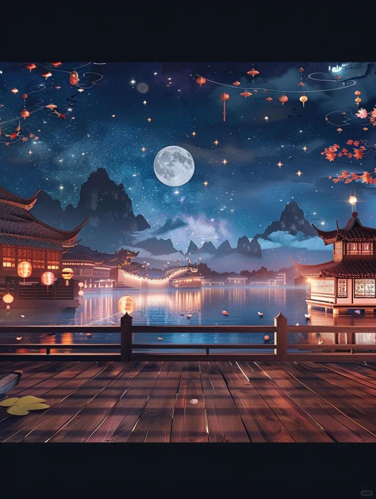 中秋节海报素材背景-flux1.0 by ai老头 on Tensor.Art