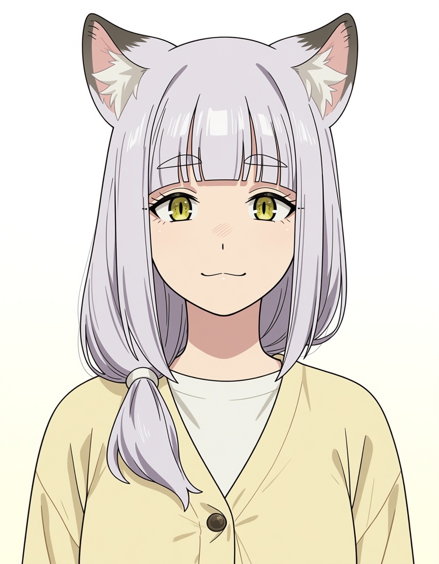 shizue satou (yani neko),  medium hair,  grey hair on Tensor.Art