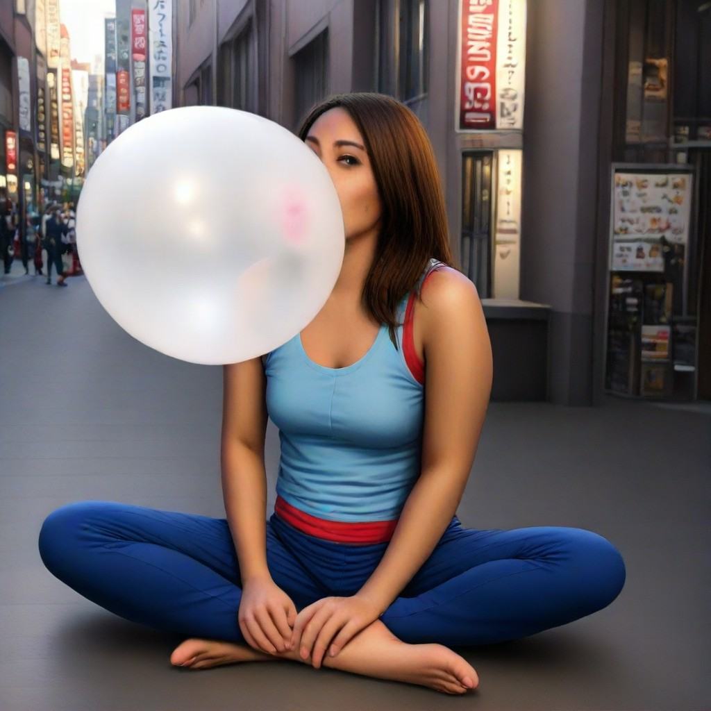 blowing bubblegum,  1girl,  solo on Tensor.Art