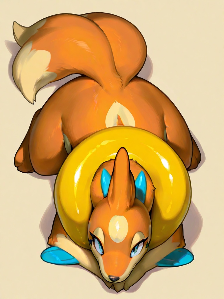 Masterpiece,Best Quality,floatzel,full body,feral,solo,no humans,pokemon \(creature\),seductive,extreme details,orange fur,2 tail,blue fin,<lora:floatzel  XL-000008:0.8>,simple background,happy,realistic,prone_bone,from_above,multiple_views,
