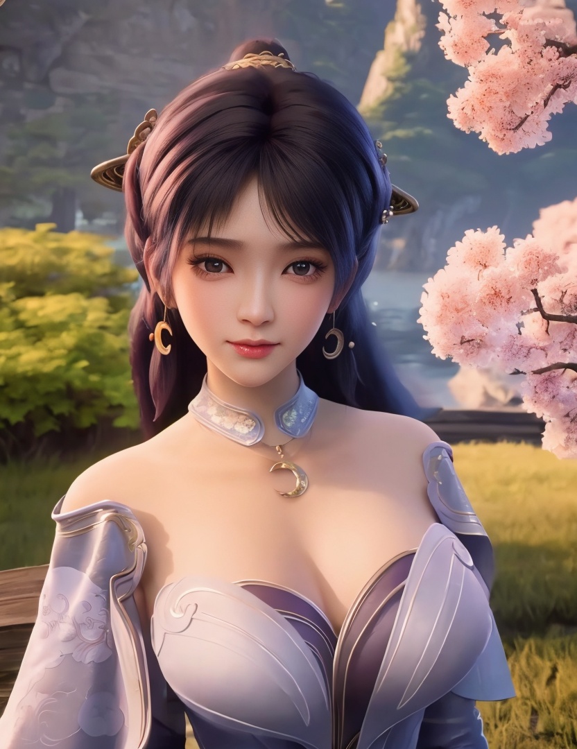 <lora:517-DA-遮天-姬紫月:0.8>(,1girl, ,best quality, ),looking at viewer,  ,ultra detailed background,ultra detailed background,ultra realistic 8k cg,, ,masterpiece, (( , )),, ,   ,   cure blossom,  ,,  (cleavage), (), ,,
