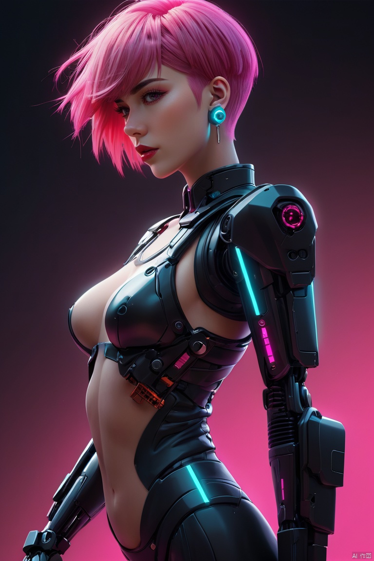Anime Artwork Lucy (Cyberpunk),  Pink Short Hair,  Pink Eyes on Tensor.Art