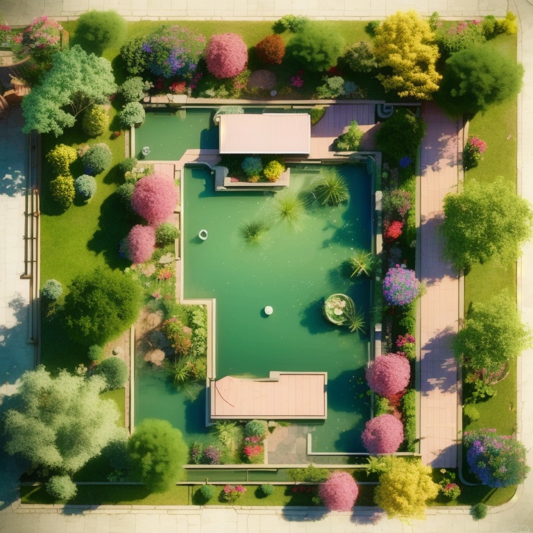 ((HRD, HUD, 8K)),((masterpiece, best quality)), highly detailed, soft light,courtyard, plant, flower, tree, no humans, scenery, window, potted plant, water, door, pink flower, grass, <lora:20240330-1711766676812:0.8>