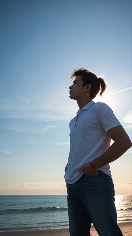 a silhouette of a person looking the horizon realistic style on Tensor.Art