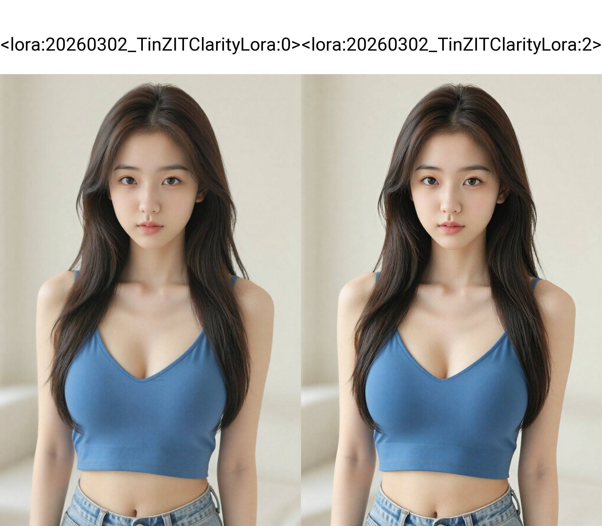 A young Asian woman,  likely in her early twenties,  is centered in the frame on Tensor.Art