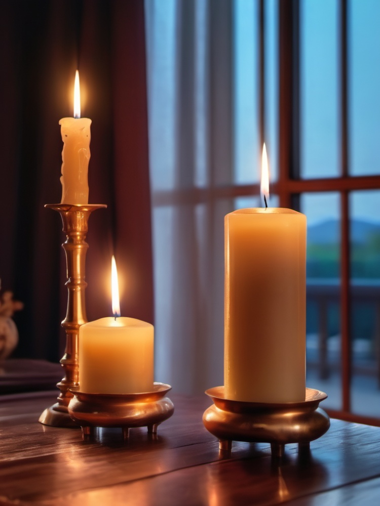 xingudian,candle,no humans,candlestand,fire,indoors,scenery,window,dark,curtains,candlelight,masterpiece,8K,realistic,UHD,<lora:xingudian 1.0:1>,