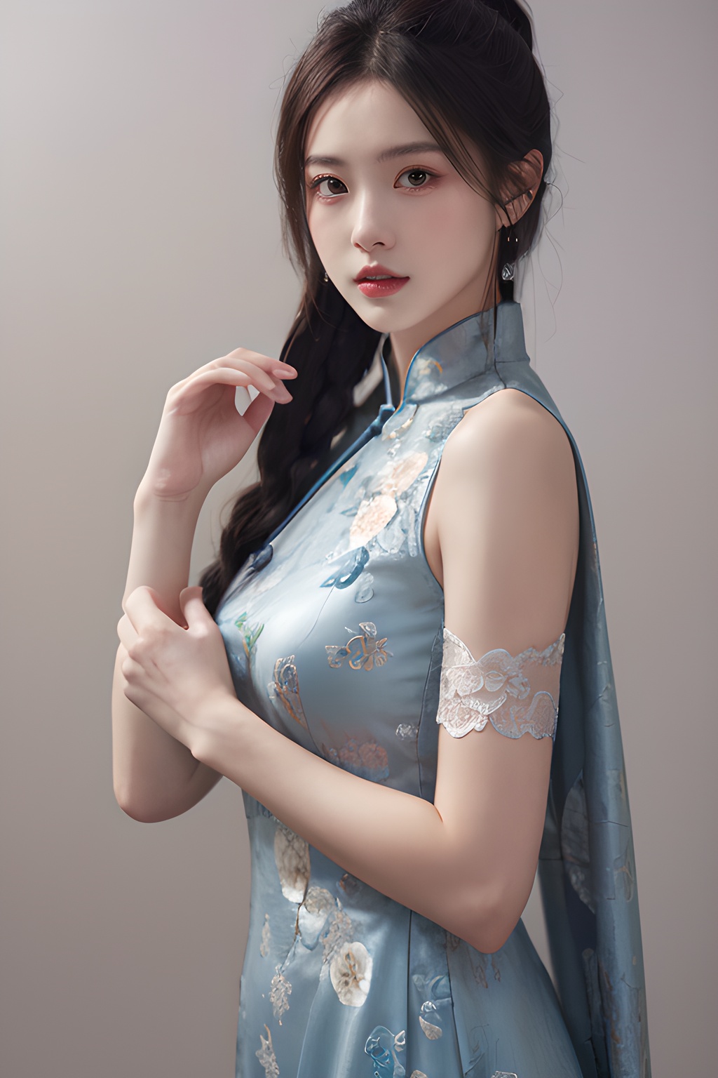 <lora:0810_06:0.7>,simple background,china_dress,, 1girl,realistic,masterpiece, best quality, photorealistic, HDR,detail