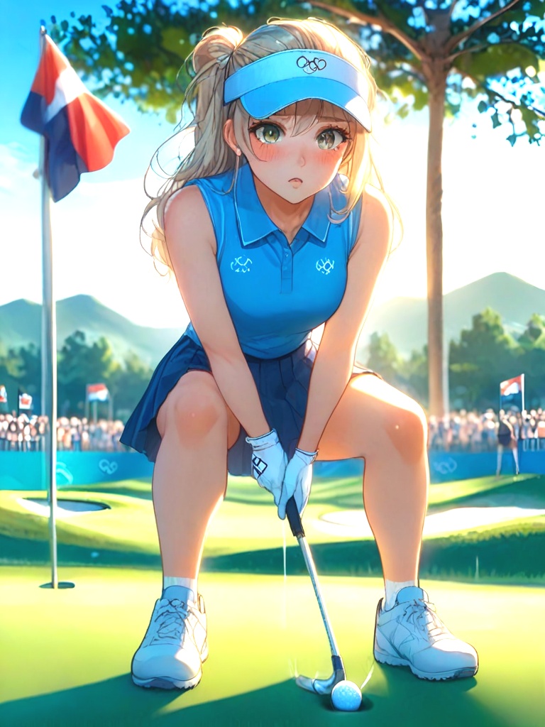 source_anime,  holding golf club,  playing golf on Tensor.Art