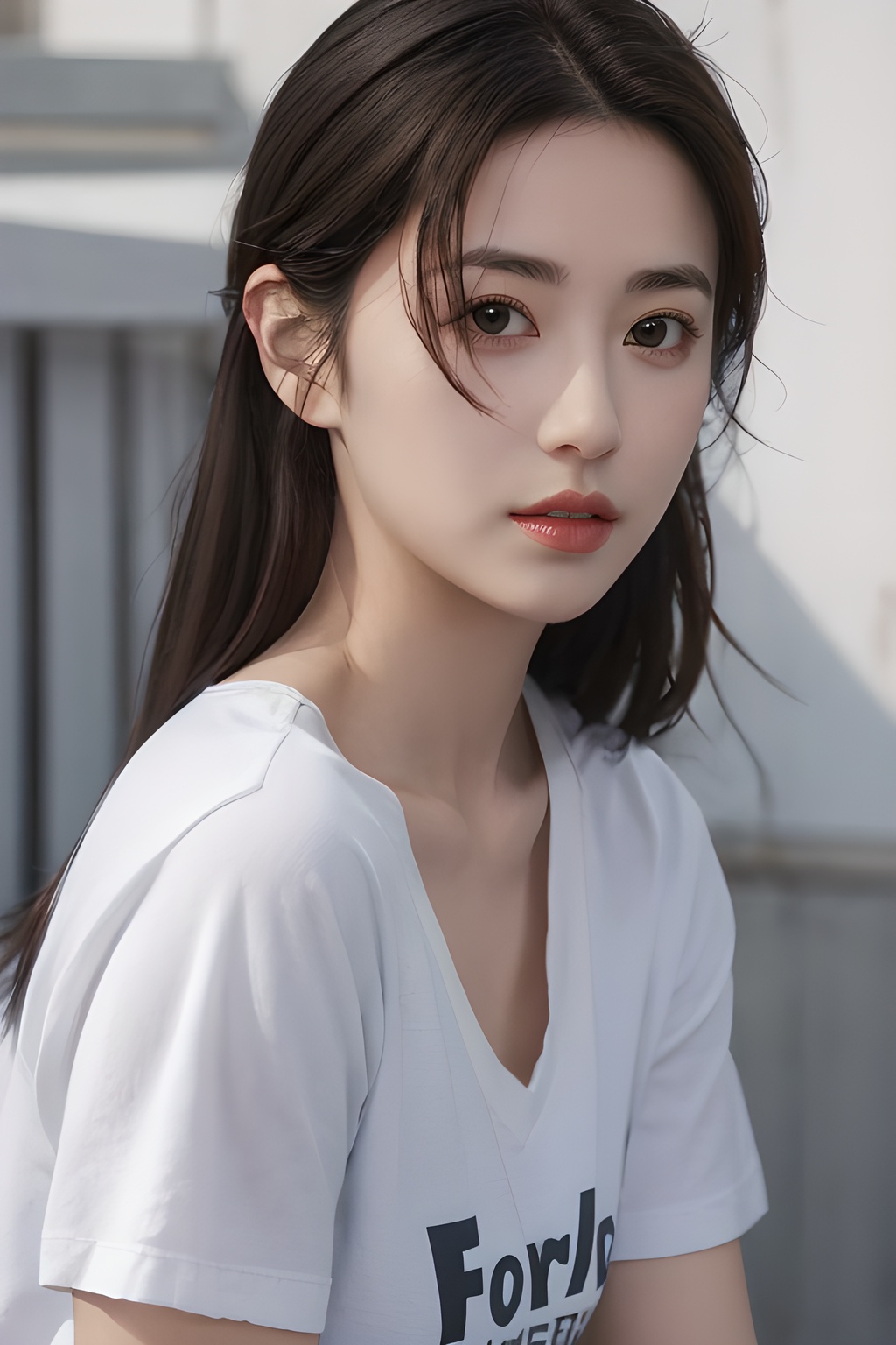 <lora:0808_07:0.7>,simple background,casual T-shirts,, 1girl,realistic,masterpiece, best quality, photorealistic, HDR,detail