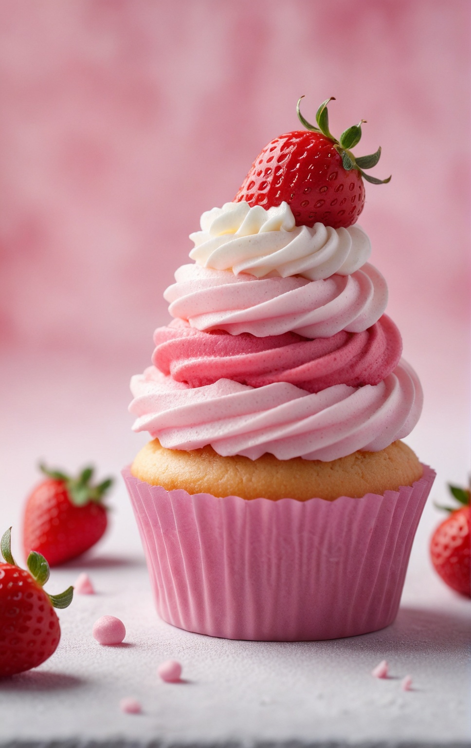 8k,  extremely detailed pink cupcake,  blur background on Tensor.Art