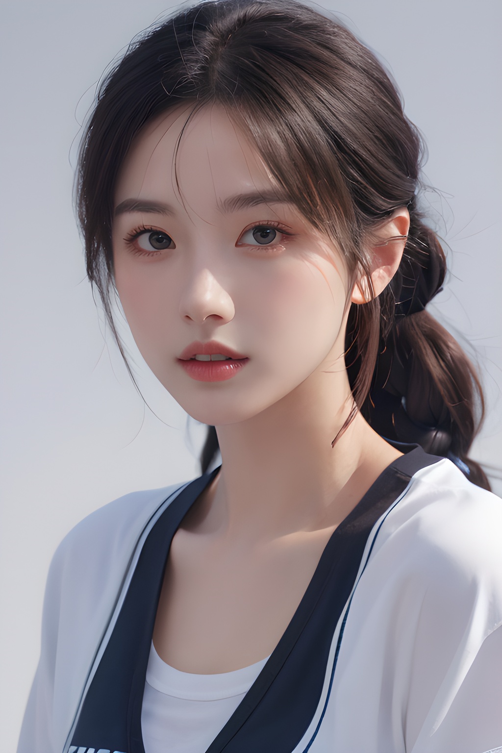 <lora:0810_10:0.7>,simple background,sportswear,, 1girl,realistic,masterpiece, best quality, photorealistic, HDR,detail