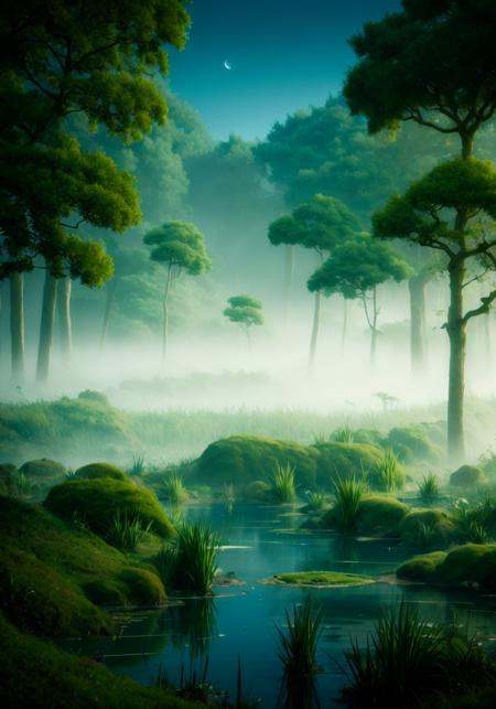 <lora:misty of forest:0.6>,misty of forest,darkness:1.2,night:1