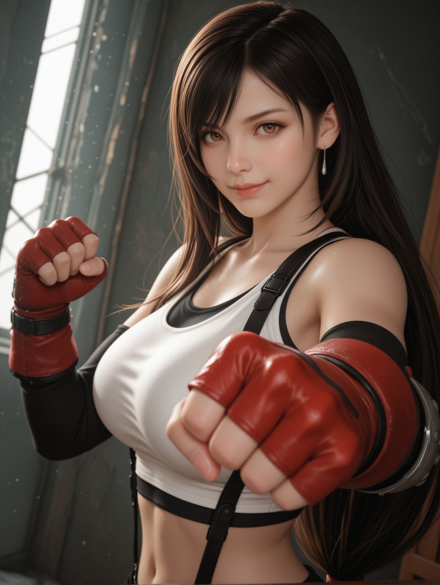 solo,  looking at viewer,  tifa lockhart on Tensor.Art