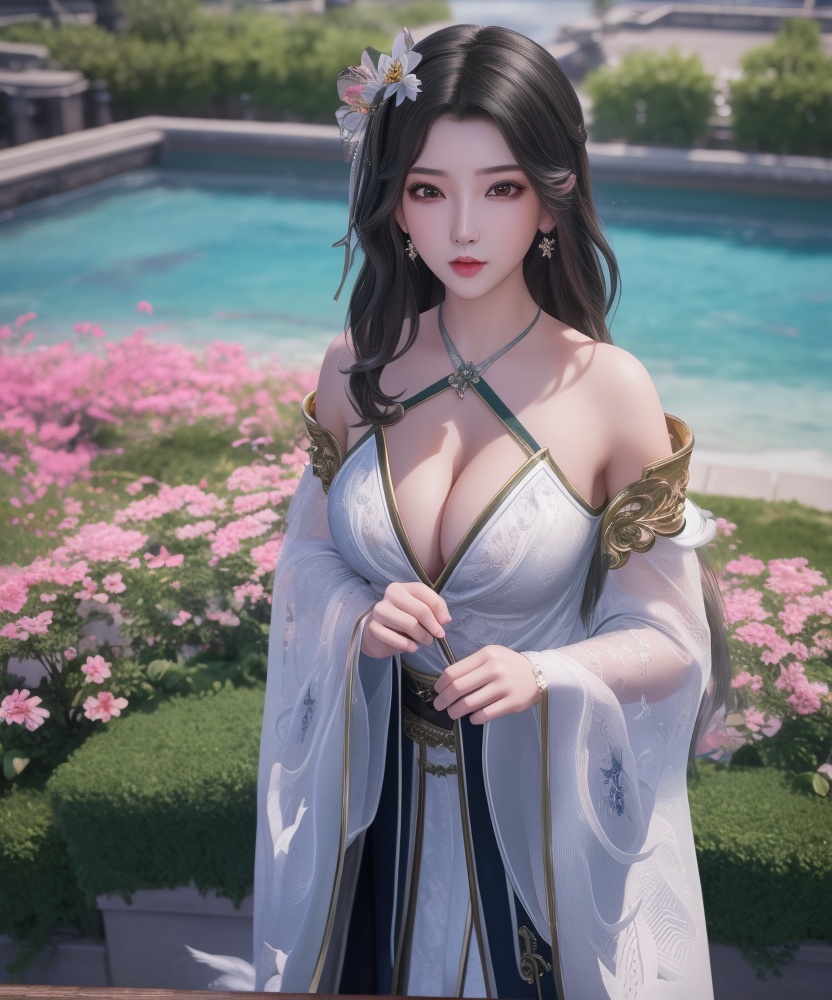 <lora:542-DA-万界至尊-青雉:0.8>(,1girl, ,best quality, ),looking at viewer,  ,ultra detailed background,ultra detailed background,ultra realistic 8k cg,, ,masterpiece, (( , )),, , , hyper blossom,    (cleavage), (), ,,