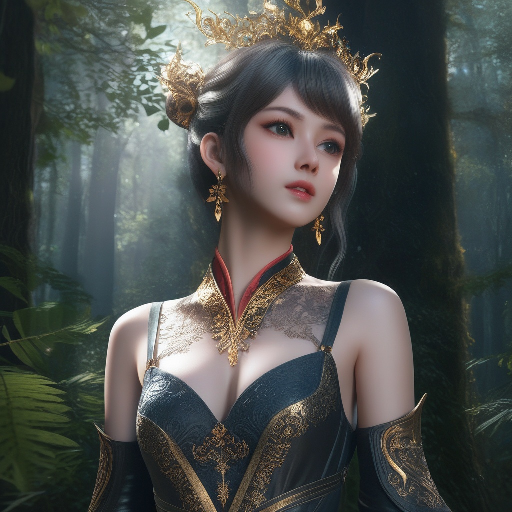 <lora:845-DA-XL-元龙-高瑶:0.8>, (,1girl, ,best quality, ),,  ,ultra realistic 8k cg,(masterpiece:1.2),(best quality:1.2),(ultra detailed:1.2),(official art:1.3),(beauty and aesthetics:0.8),detailed,(intricate:0.8),(highly detailed),(solo),delicate countenance,1girl,fancy,(glassy texture:1.2),(crush:1.2),8k,accessory,tattoo,(transparent:1.1),gown,energy encirclement,instant,in the twinkling of an eye,upper body,woman in a mythical forest, masterpiece, perfect face, intricate details, horror theme, raw photo, photo unp(cleavage),, ,