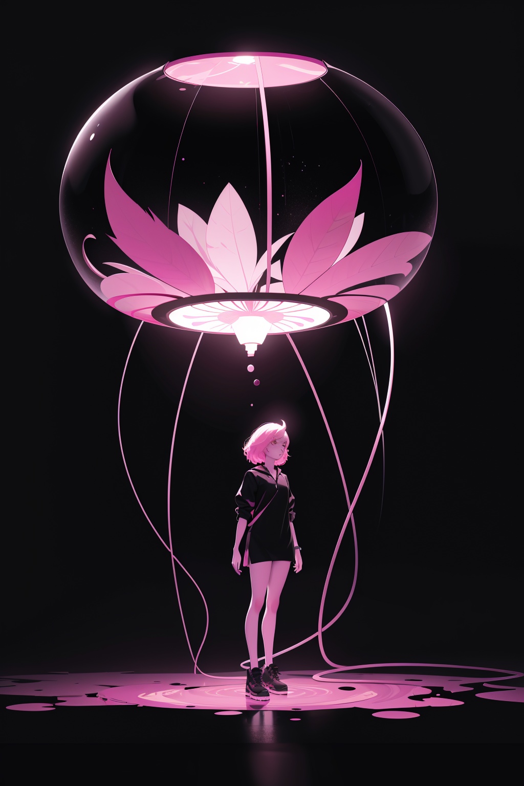 1girl,  dark background,  blacklight on Tensor.Art