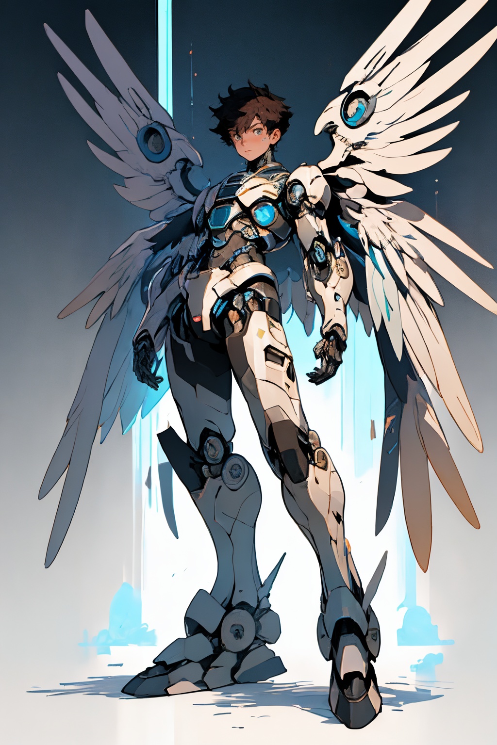 1boy,Arso,<lora:Arso_20240120064205-000008:0.8>,Mecha,full body,Combat posture,mechanical wings,, masterpiece, best quality,