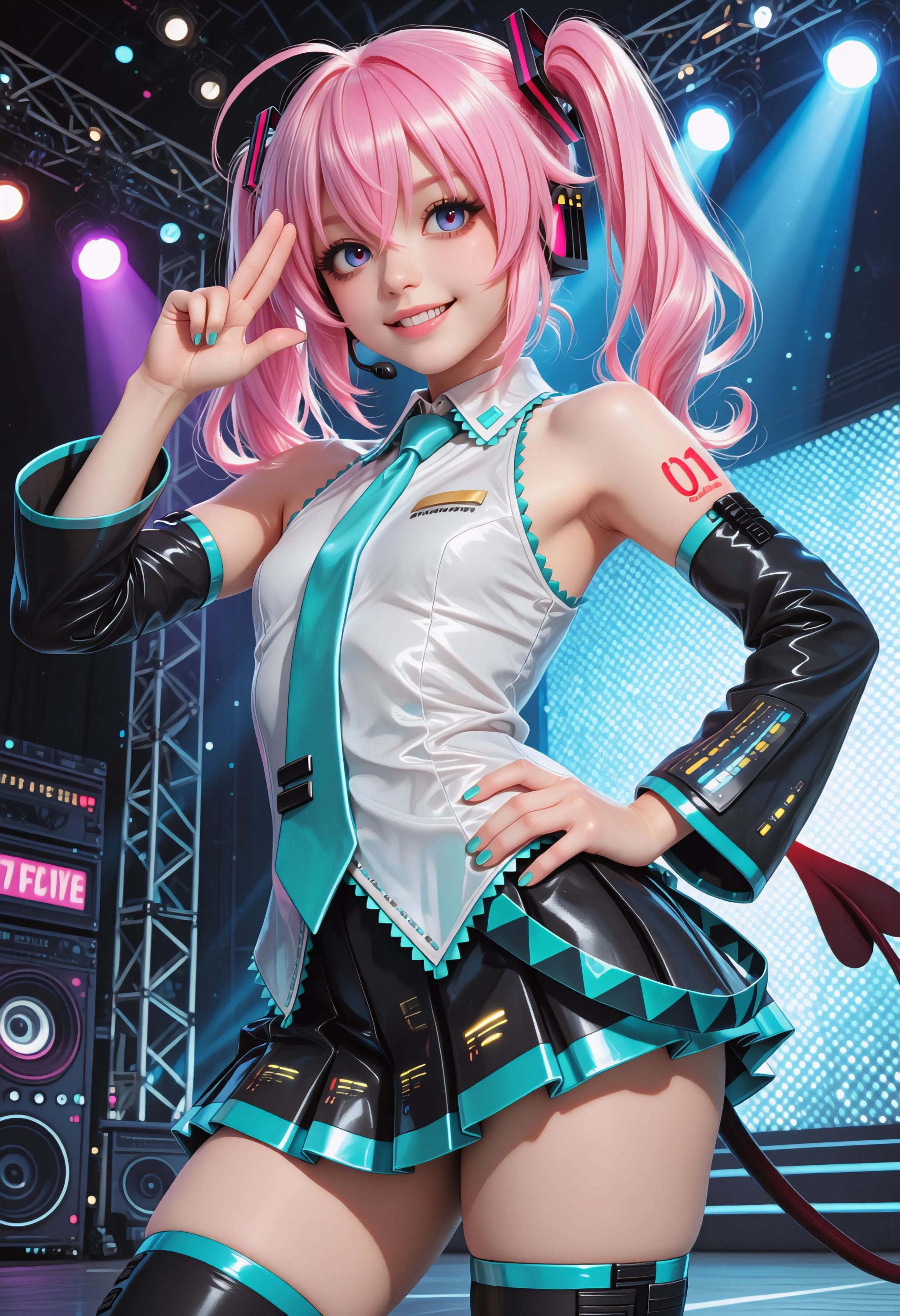 1girl,  nana asta deviluke,  hatsune miku \(cosplay\) on Tensor.Art