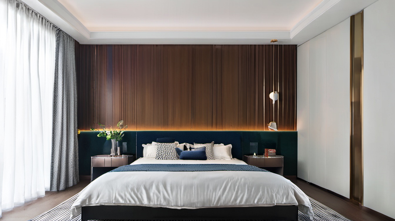 <lora:hunda XL2.0:1>,hunda,indoor,bedroom,floor,bed,curtains,table,chair,bed_sheet,pillow,available light,cup,plant,vase,incredibly absurdres,realistic,