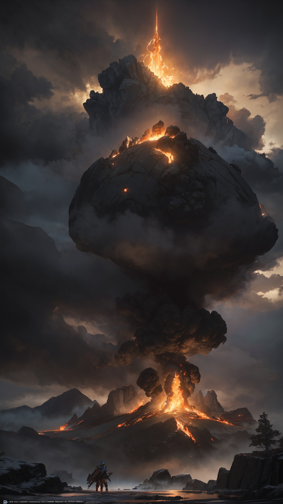 A world of fire, atmospheric, hyper realistic, 8k, epic composition, cinematic, octane render, artstation landscape vista photography by Carr Clifton & Galen Rowell, 16K resolution, Landscape veduta photo by Dustin Lefevre & tdraw, 8k resolution, detailed landscape painting by Ivan Shishkin, DeviantArt, Flickr, rendered in Enscape, Miyazaki, Nausicaa Ghibli, Breath of The Wild, 4k detailed post processing, artstation, rendering by octane, unreal engine