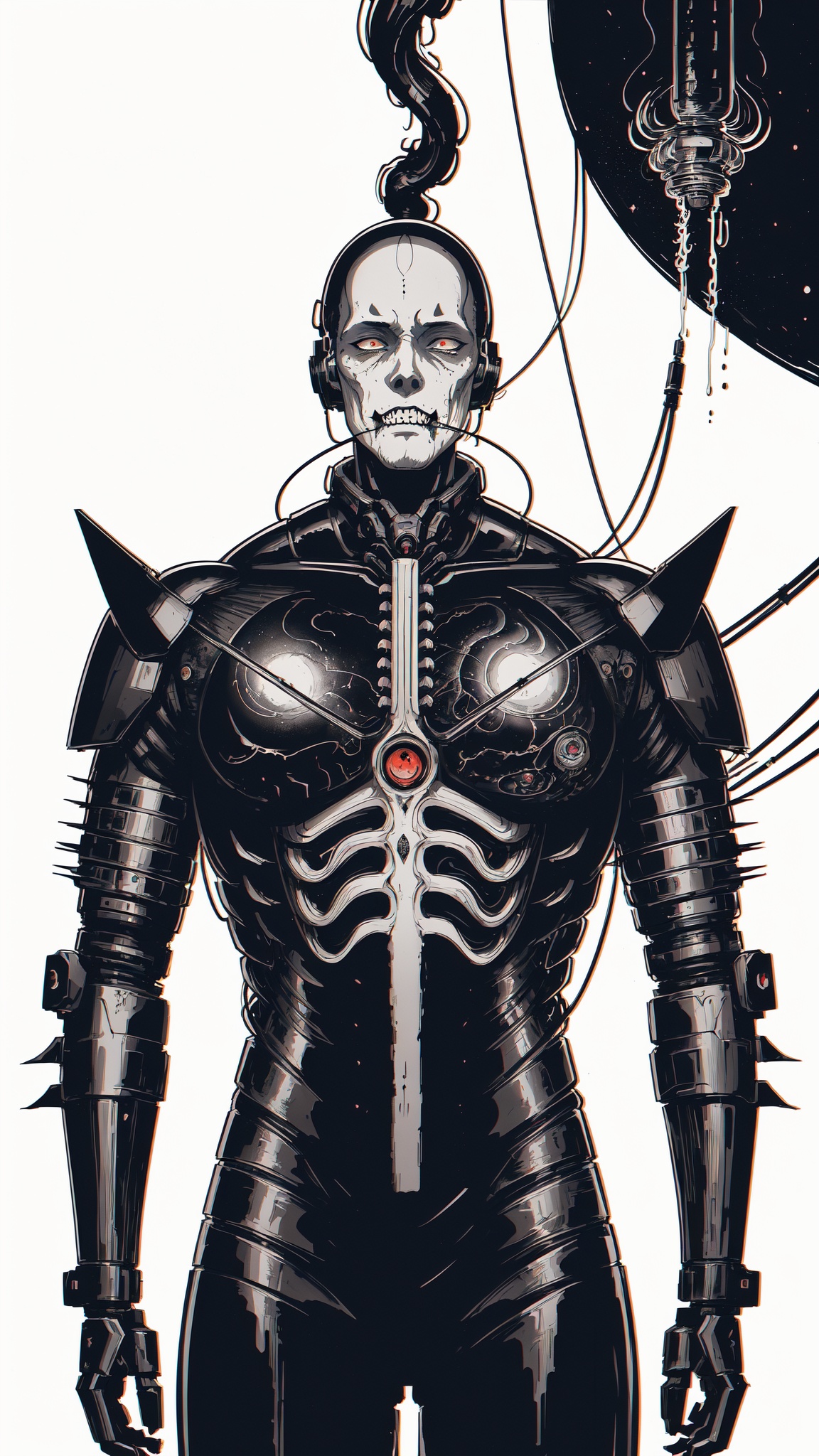 Japanese Ink Drawing,  Ink Dripping Drawing,  horror-themed space-themed Surrealism on Tensor.Art