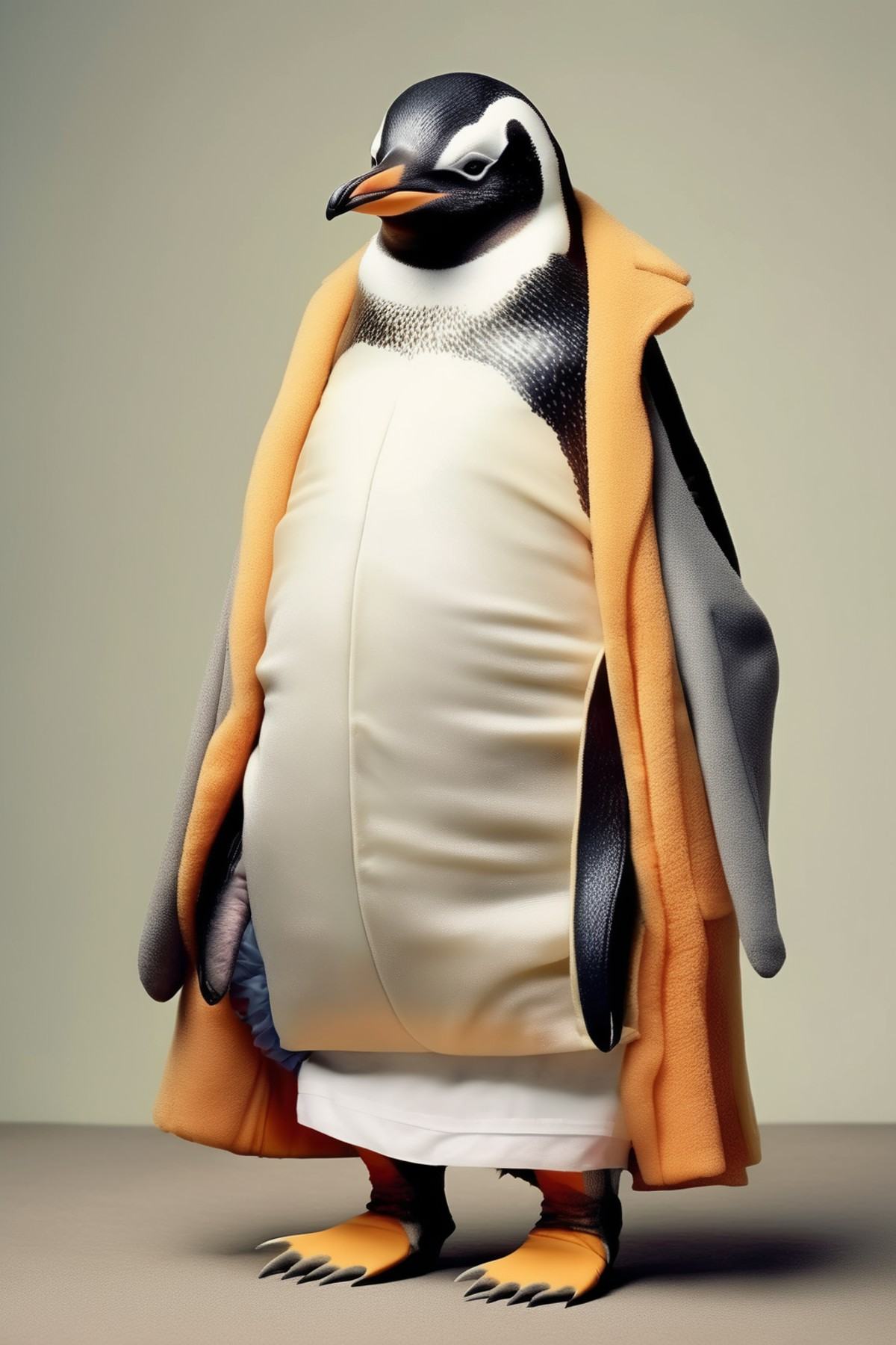 Dressed animals - a penguin using very large clothes on Tensor.Art