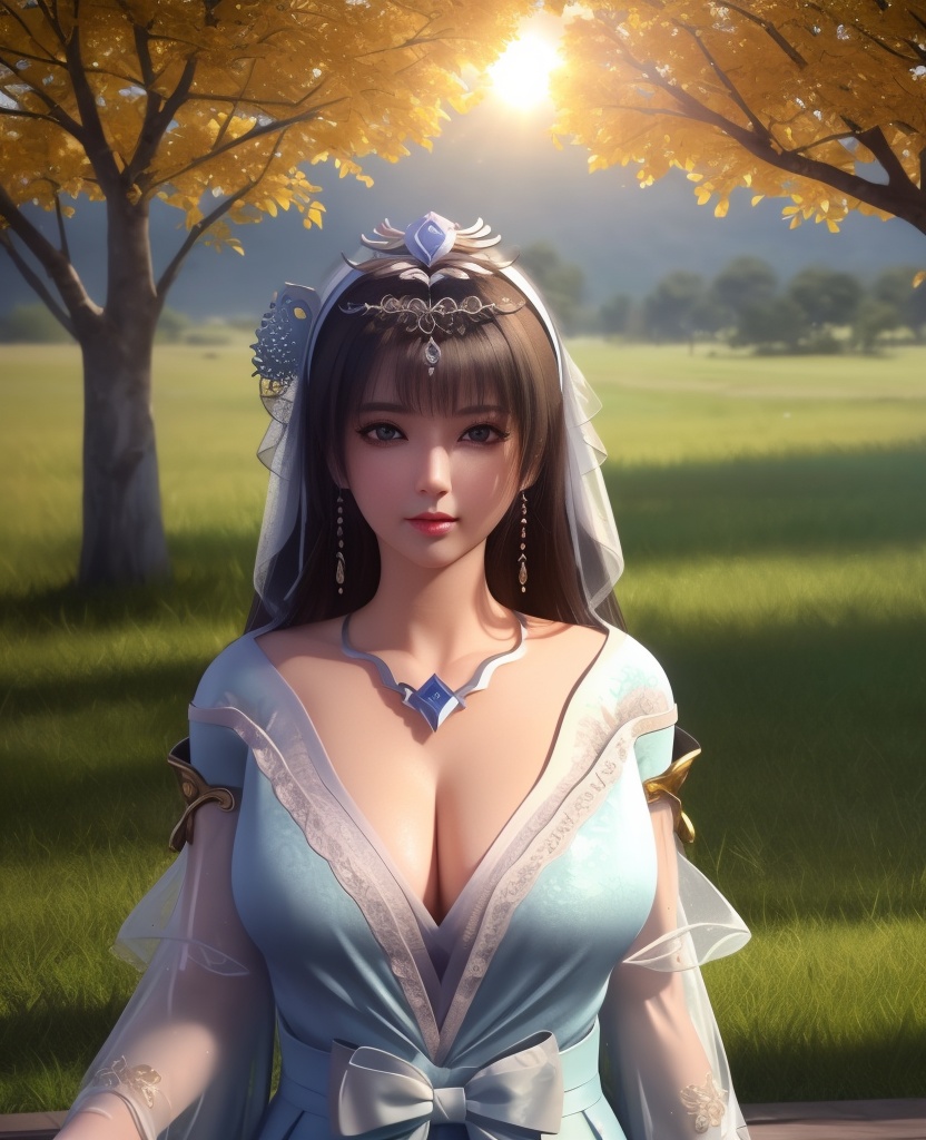 <lora:568-DA-星辰变-姜妍:0.8>(,1girl, ,best quality, ),looking at viewer,  ,, ultra detailed background,ultra detailed background,ultra realistic 8k cg,,masterpiece, (( , )), fiction,mole,  ,     ,see-through, lace, (cleavage),(((, solo, sun, , bare_tree, )))