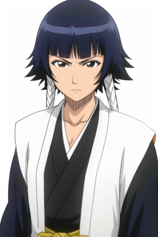 1girl,bangs,black eyes,black hair,blunt bangs,closed mouth,collarbone,frown,japanese clothes,kimono,looking at viewer,simple background,solo,upper body,v-shaped eyebrows,white background,,<lora:b1008940b5370a4be886a1ee7391d070775075ee971f632d2577c934faca6f5c:0.7>