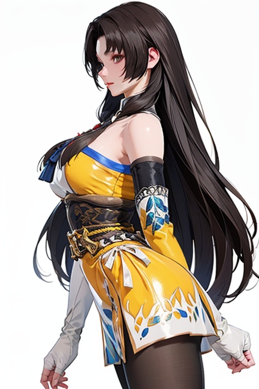 (white background:1.2),hutao,breasts,looking at viewer,1girl,solo,closed mouth,Best quality,masterpiece,ultra high res,<lora:hutao1rhuazhi-000005:0.75>,from side,pantyhose,cowboy shot,