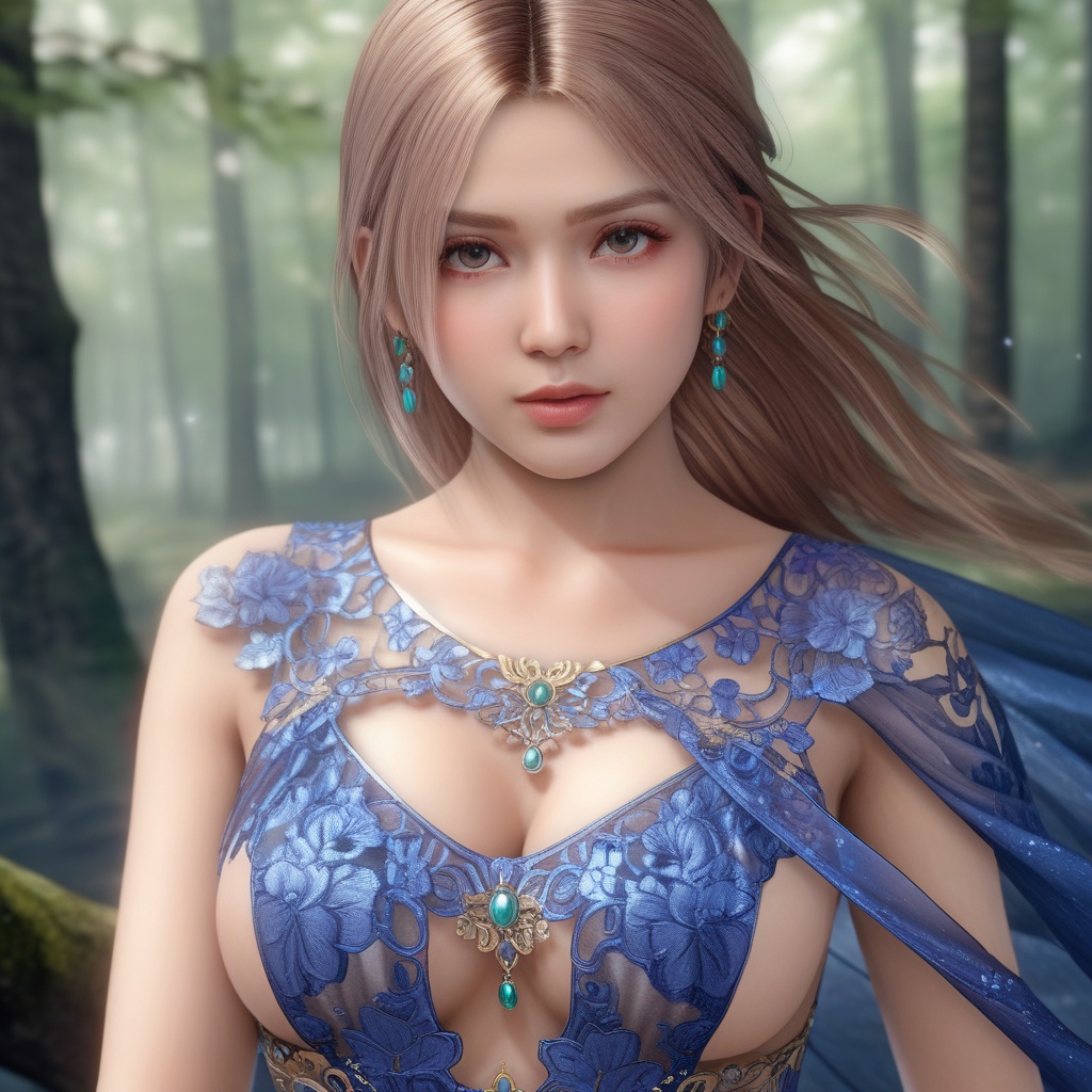 <lora:847-DA-XL-死或生-Elise-BirthdaySuit-20220903:0.8>, (,1girl, ,best quality, ),,  ,ultra realistic 8k cg,(masterpiece:1.2),(best quality:1.2),(ultra detailed:1.2),(official art:1.3),(beauty and aesthetics:0.8),detailed,(intricate:0.8),(highly detailed),(solo),delicate countenance,1girl,fancy,(glassy texture:1.2),(crush:1.2),8k,accessory,tattoo,(transparent:1.1),gown,energy encirclement,instant,in the twinkling of an eye,upper body,woman in a mythical forest, masterpiece, perfect face, intricate details, horror theme, raw photo, photo unp(cleavage),, ,