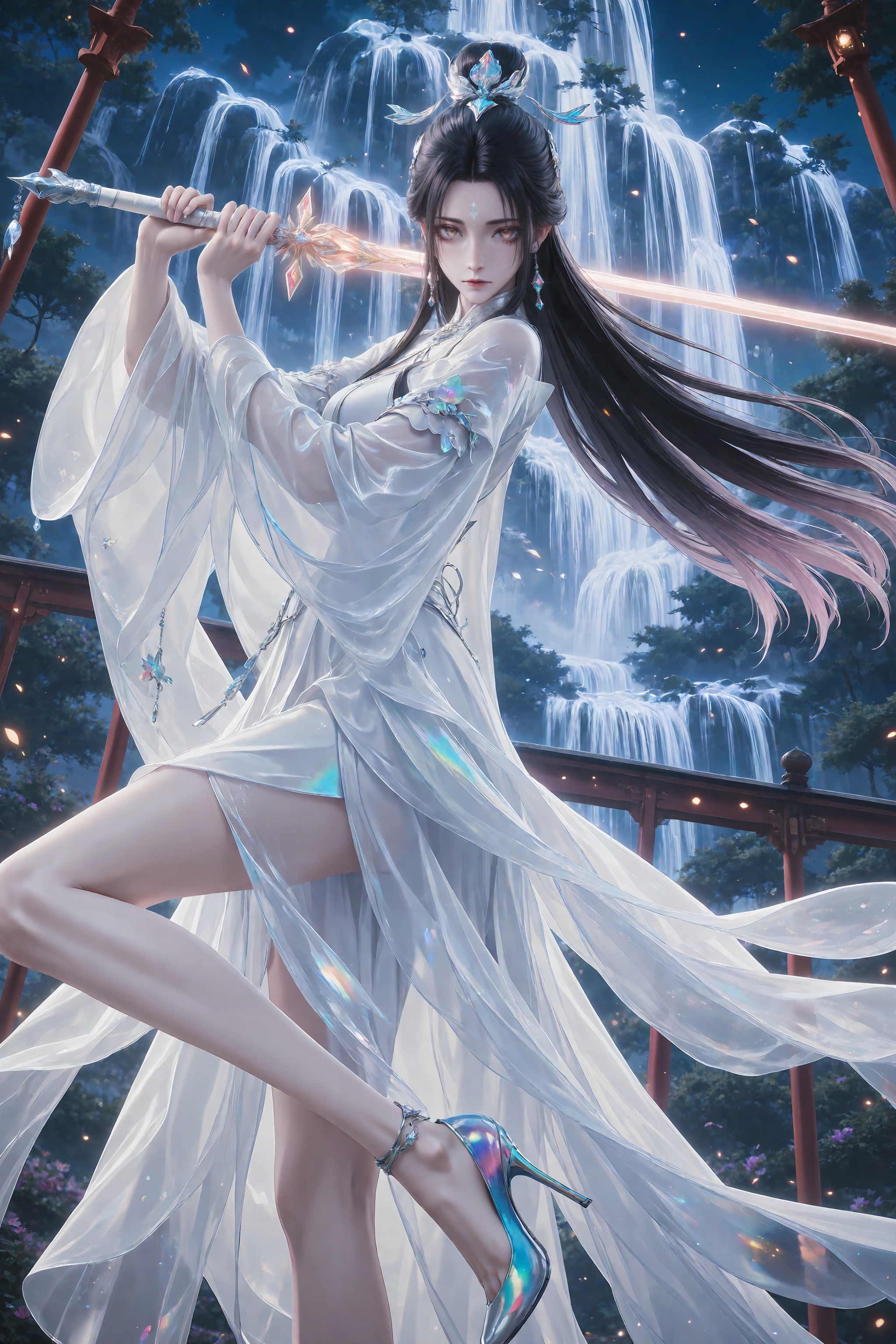 <lora:陆雪琪ill:0.6>,luexueqi,1girl,solo,dress,long hair,white dress,jewelry,earrings,hair ornament,hair bun,black hair,blurry background,closed mouth,long sleeves,expressionless,chinese clothes,looking at viewer,holding,blurry,upper body,outdoor,flower,close-up details,outstanding style,adding a touch of dimension to your images without compromising details,whirls of vapor,iridescent textures,(Anime:1.1),ethereal ambiance,delicate details,magical high-concept,32K UHD,sharp focus,best-quality,masterpiece,golden hour,unconventional supreme masterpiece,masterful details,temperate atmosphere,with a high-end texture,in the style of fashion photography,photography,cover,dynamic angle,dynamic posture,(artist: quasarcake:0.8),extreme aesthetic,(wlop:0.6),(honjou raita, lack, rella:0.5, wanke),masterpiece,best quality,good quality,very aesthetic,absurdres,visual impact,a shot with tension,ultra-high resolution,32K UHD,sharp focus,best-quality,masterpiece,emotionalization,unconventional supreme masterpiece,masterful details,temperate atmosphere,with a high-end texture,in the style of fashion photography,(visual impact:1.2),giving the poster a dynamic and visually striking appearance,impactful picture,official art,colorful,splash of color,movie perspective,masterpiece,best quality,amazing quality,very aesthetic,absurdres,best quality,newest,