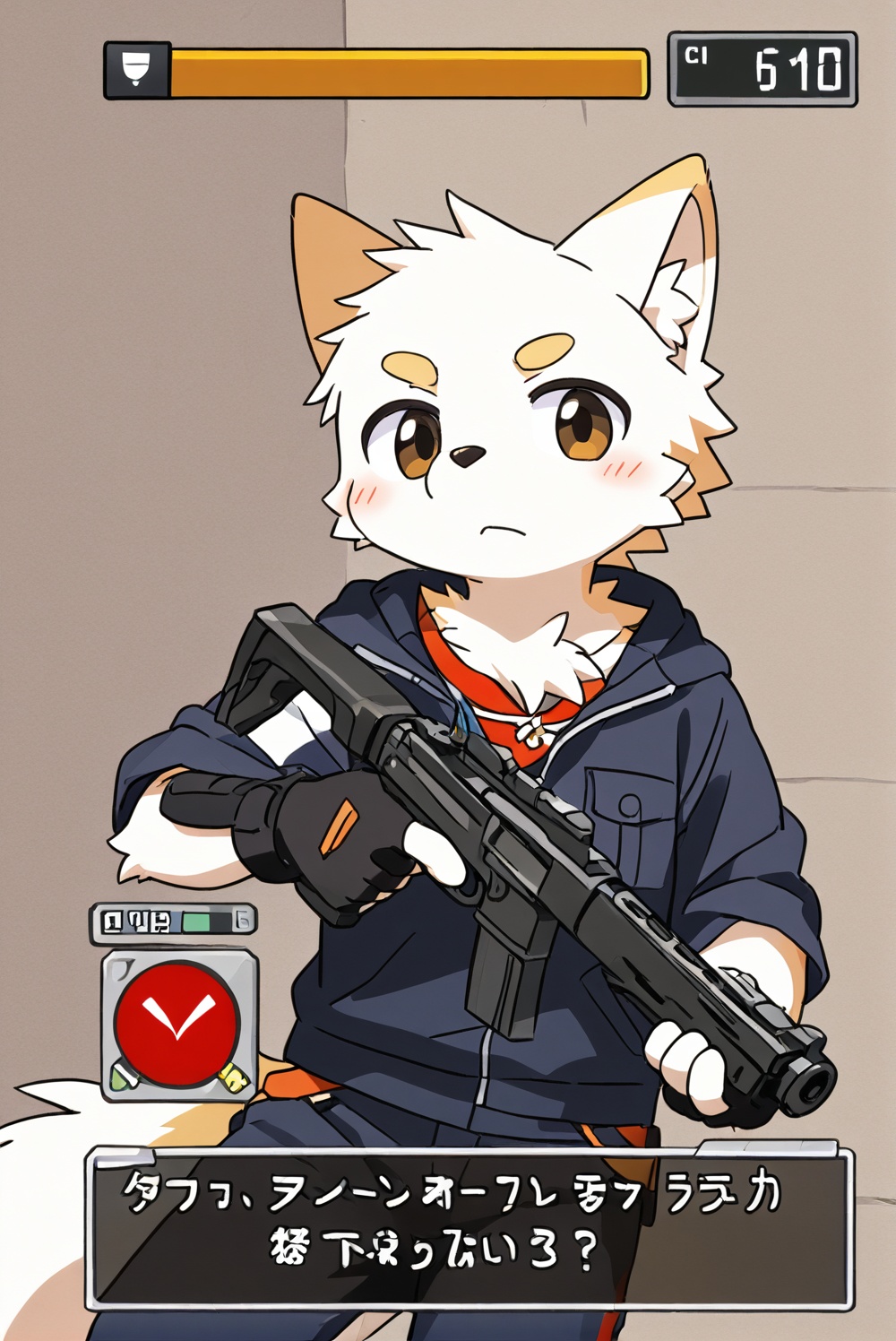 furry,1boy,random action,game ui,status_bar,game style,<lora:GZAM:0.5>,