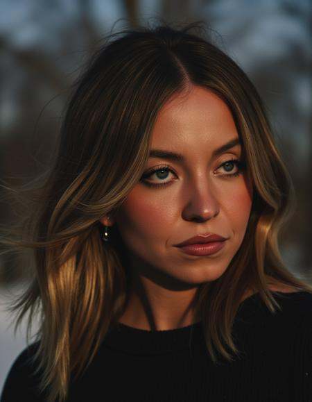 Instagram photo of a woman with freckles on her face in the winter outdoors silhouette illumination of her hair. Taken wit...