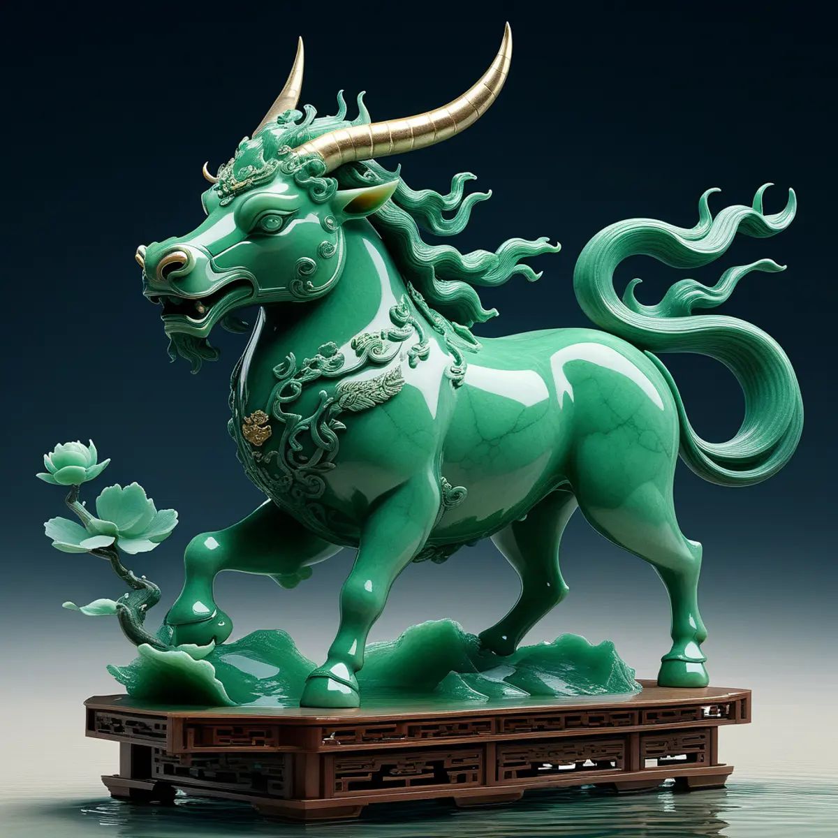 qilin Jade,  stone,  photorealistic on Tensor.Art