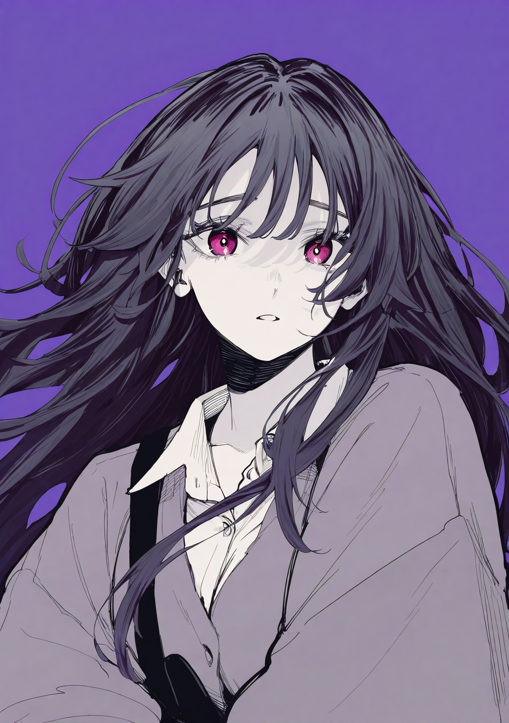 1girl,  purple theme,  spot color on Tensor.Art