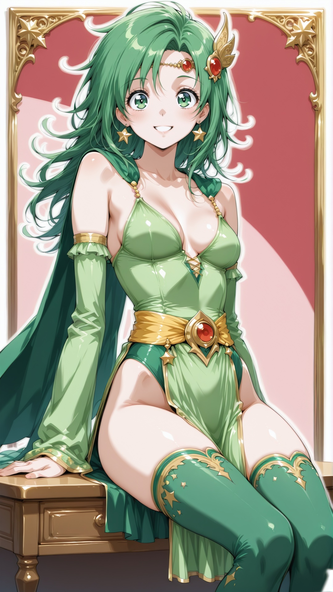 rydia,  green hair,  long hair on Tensor.Art