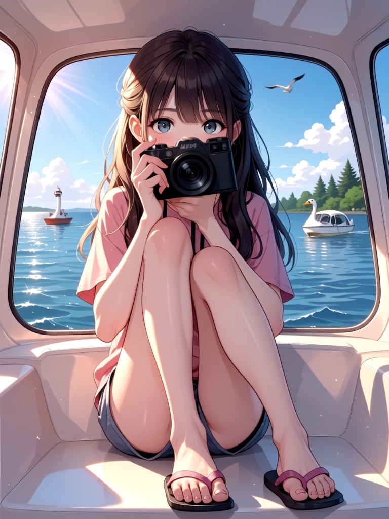 swan pedalo,  watercraft interior,  1girl on Tensor.Art