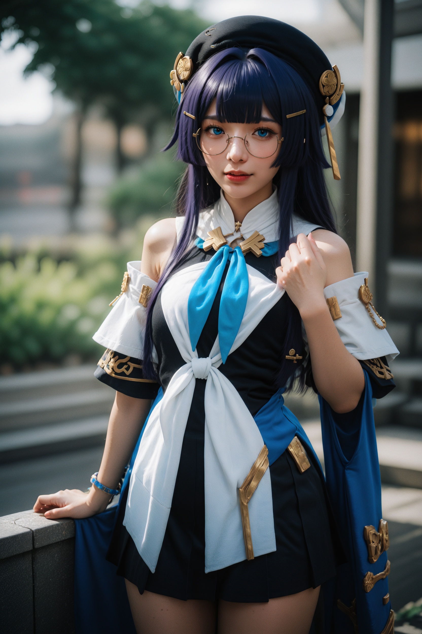 (realistic),detailed background,.,.,general,.,.,1girl,cowboy shot,pela \(honkai: star rail\),jewelry,outdoors,, very awa, masterpiece, best quality, highres, absurdres,, RAW candid cinema, 16mm, color graded portra 400 film, remarkable color, ultra realistic, textured skin, remarkable detailed pupils, realistic dull skin noise, visible skin detail, skin fuzz, dry skin,