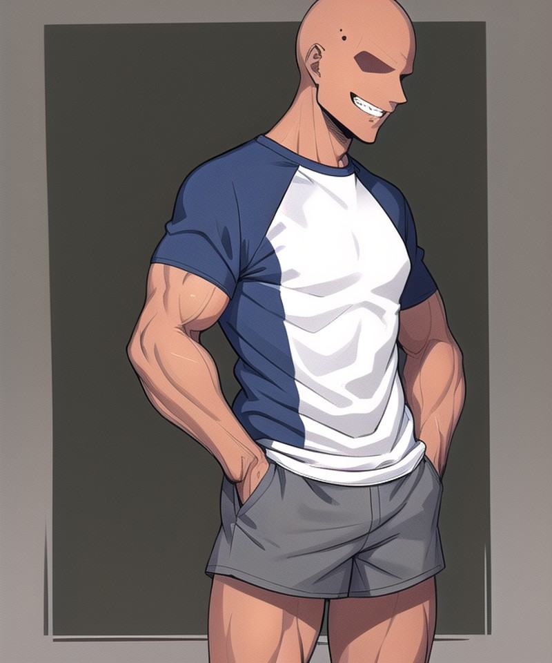 faceless male,  raglan shirt,  shorts on Tensor.Art