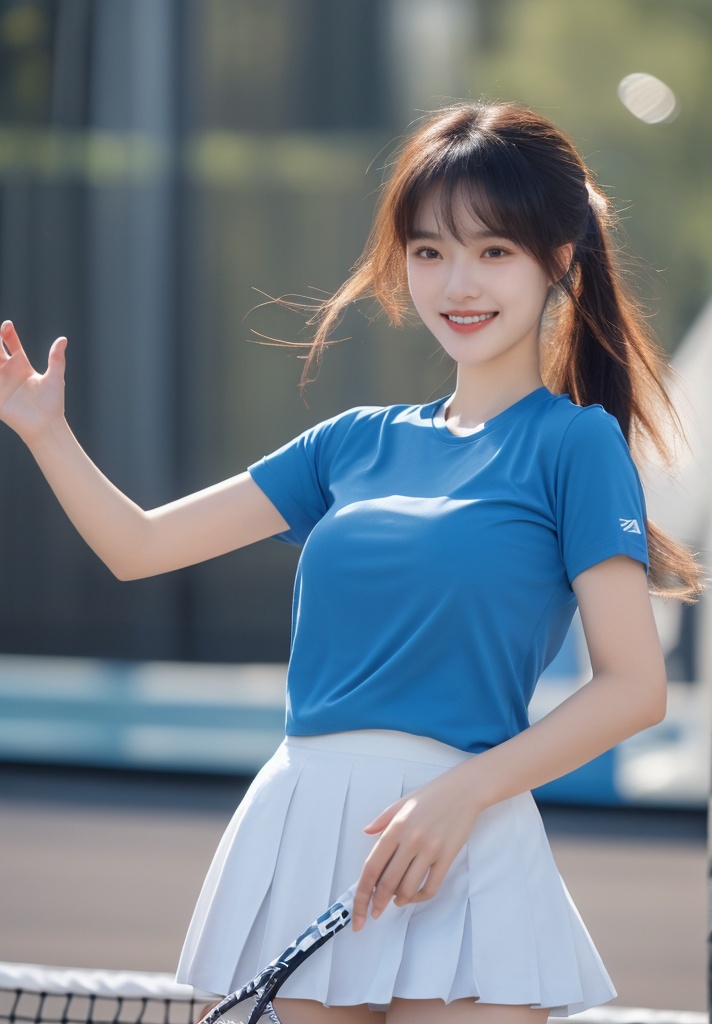 1girl,  wangqiu,  blue shirt by 阿泽泽 on Tensor.Art