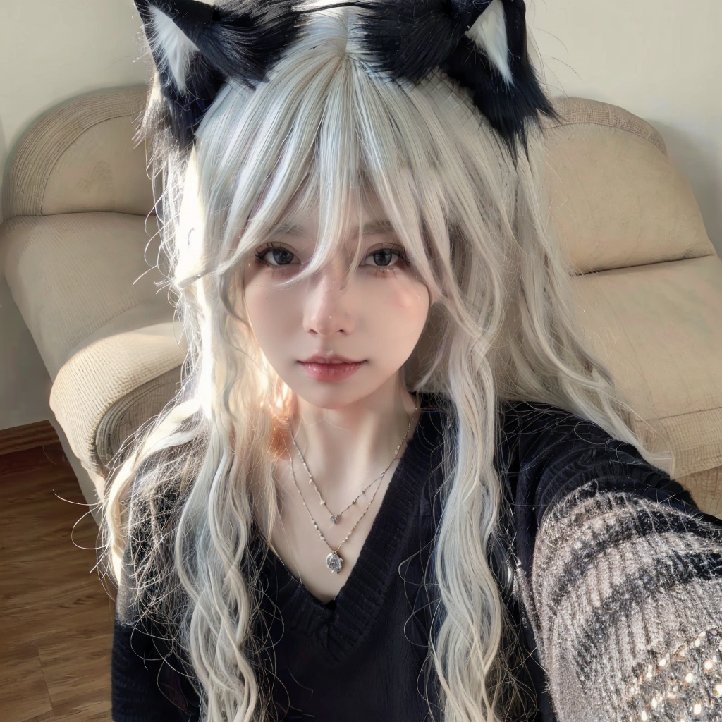 1girl,solo,long_hair,mole,lips,necklace,animal_ears,jewelry,looking_at_viewer,<lora:luoli:0.8>,