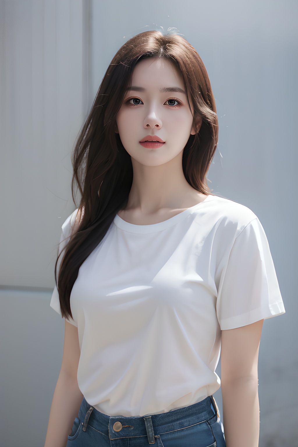 <lora:0809_01:0.7>,simple background,white_shirt,, 1girl,realistic,masterpiece, best quality, photorealistic, HDR,detail