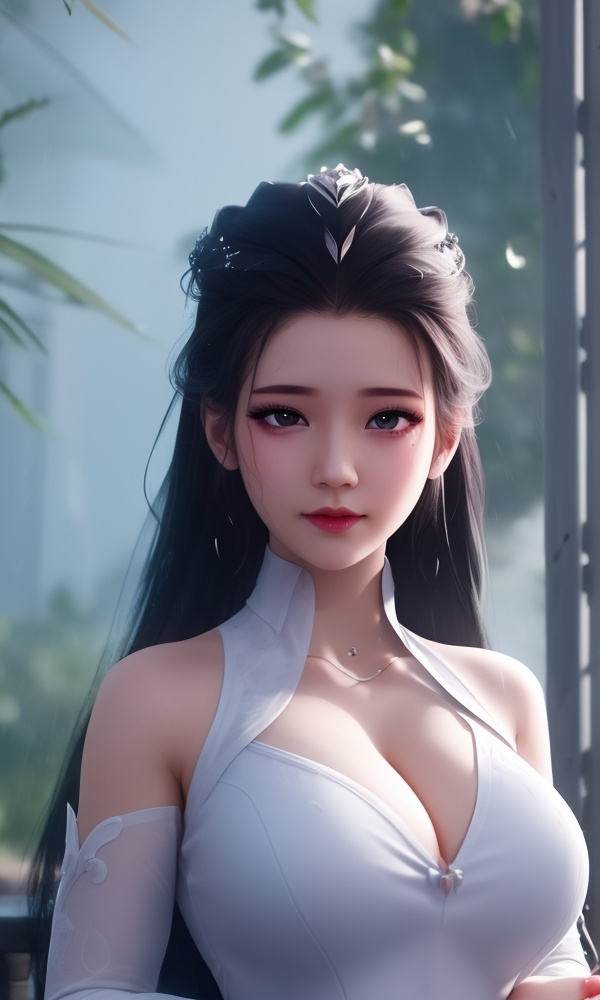 (,1girl, ,best quality, ),looking at viewer, <lora:409-DA-师兄啊师兄-皖江雨:0.8> ,, ,masterpiece, (( , )),,ultra realistic 8k cg, ,      ,building, bare_shoulders,cleavage cutout, eyelashes,magic,hydrokinesis,sweat, wet, rain, ,       (()), (),