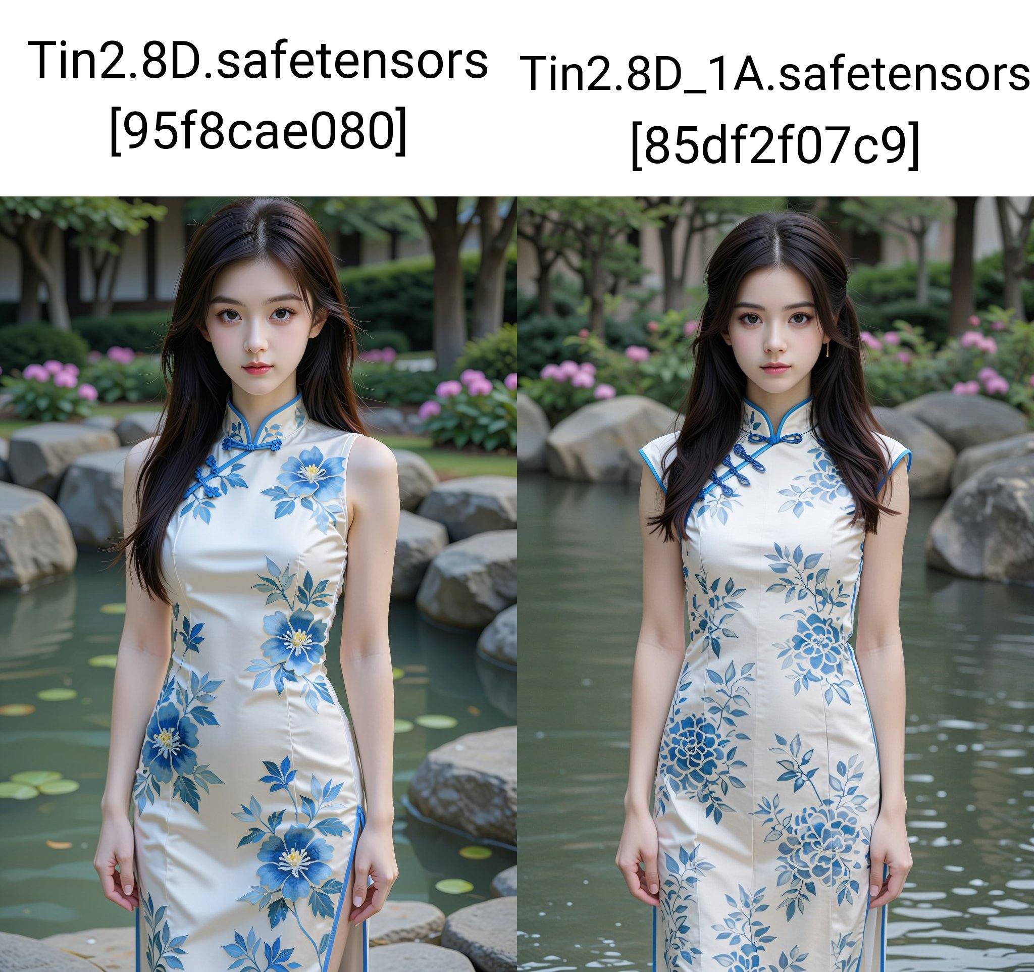 The image features a woman standing in an outdoor setting. She has long,  dark hair with a slight wave,  and she is wearin...