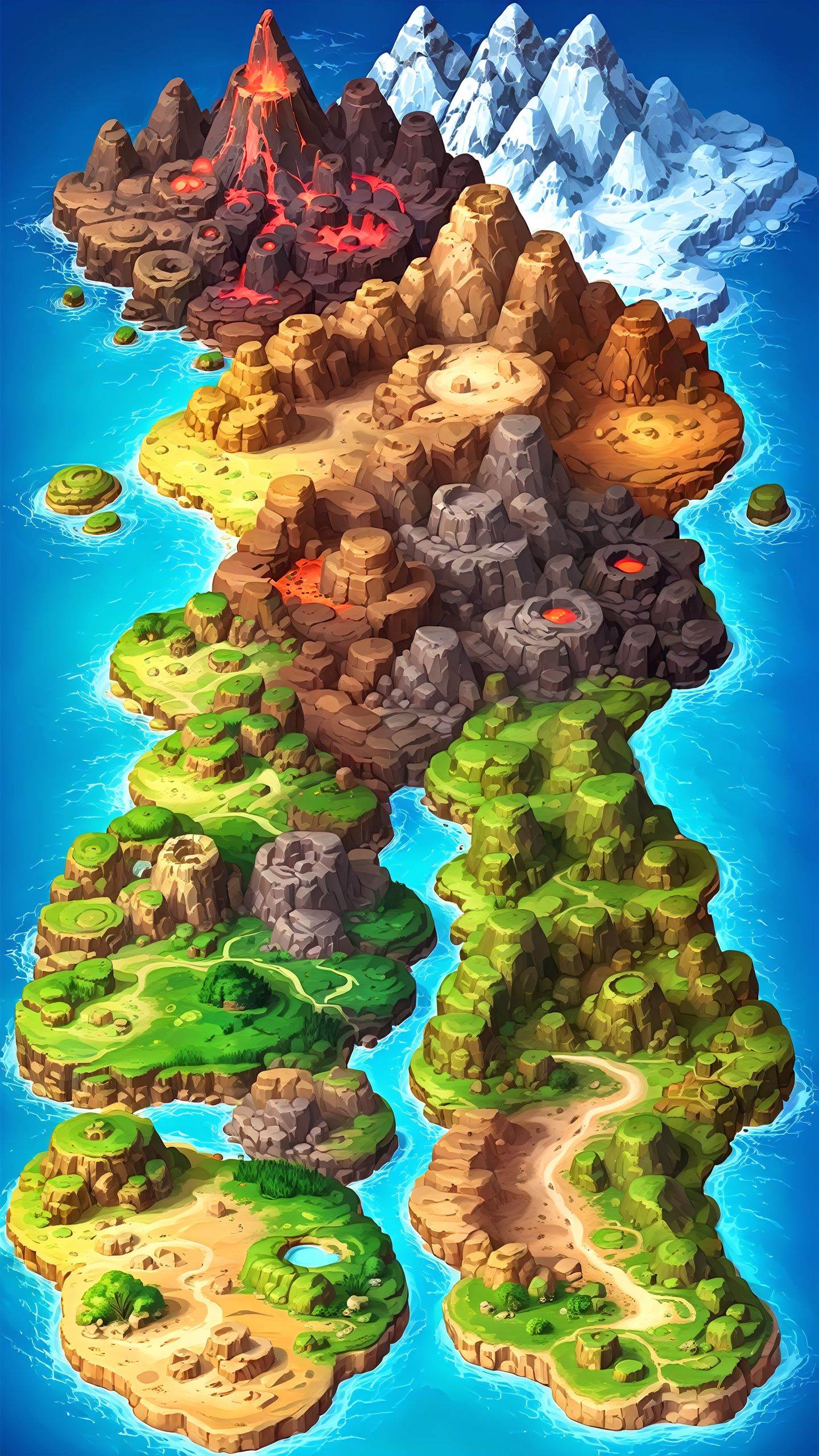 (overview Angle ultra realistic thick paint :1.5)(Pictographic Island :1.5),volcanoes,glaciers,swamps,storms,deserts,sky continents,<lora:sdxl_ditu:0.8>,